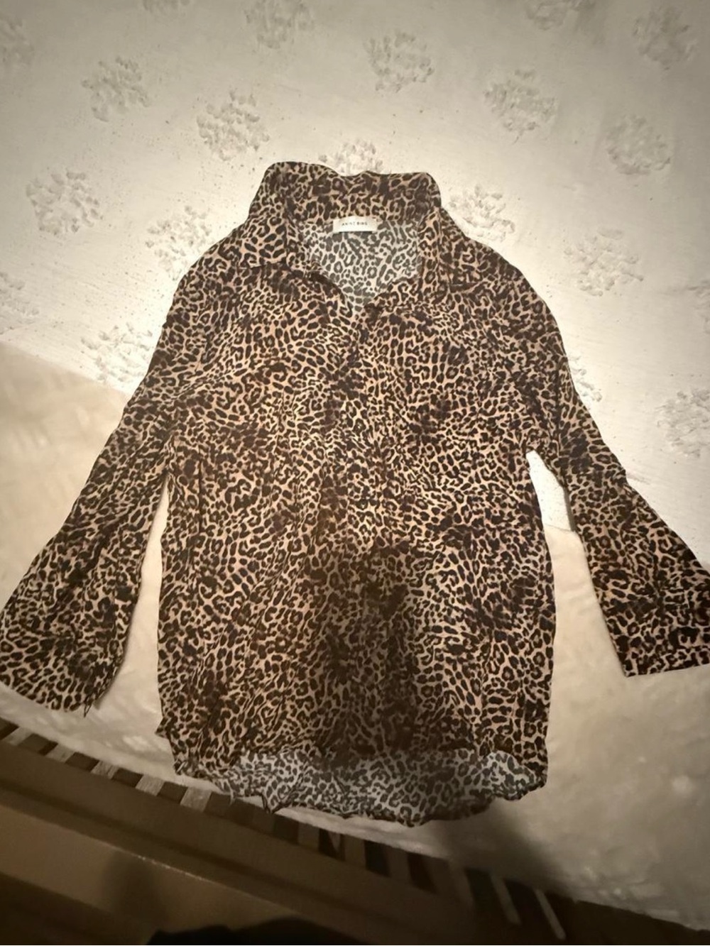 Anine Bing Leopard Silk Billie Blouse